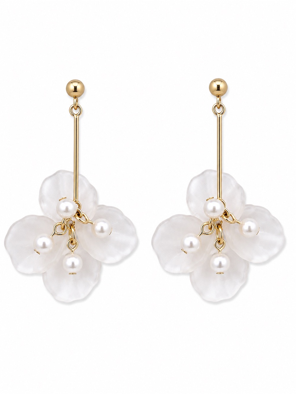 Songbird Collection White Floral Pearl Drop Earrings
